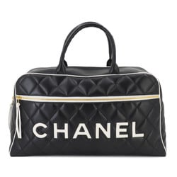 CHANEL Matelasse Boston Bag Leather Black A05943 Gold Hardware