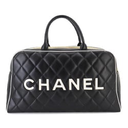 CHANEL Matelasse Boston Bag Leather Black A05943 Gold Hardware