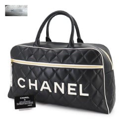 CHANEL Matelasse Boston Bag Leather Black A05943 Gold Hardware