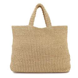 PRADA Crochet Raffia Natural Black 1BG392 Tote Bag