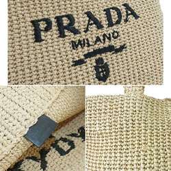 PRADA Crochet Raffia Natural Black 1BG392 Tote Bag