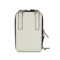 PRADA Smartphone case Shoulder bag Leather Bianco 2ZH126 Silver hardware