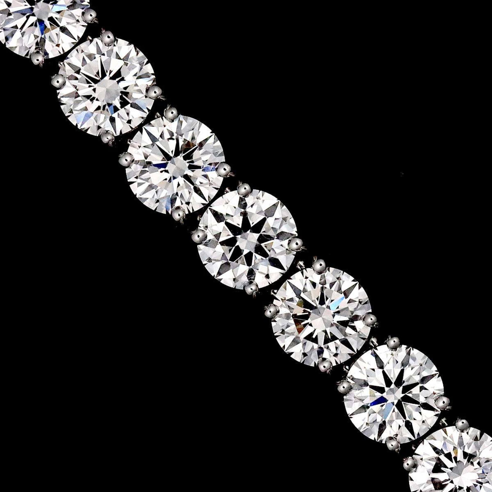 Harry Winston HW Diamond 14.62ct Bracelet 17cm Round Cut Tennis Pt Platinum