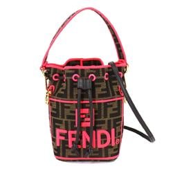 FENDI Zukka Mon Tresor Mini 2way Hand Shoulder Bag Canvas Brown Pink 8BS010