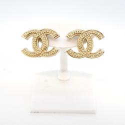 Chanel Earrings Coco Mark GP Plated Champagne Gold 06P Women's