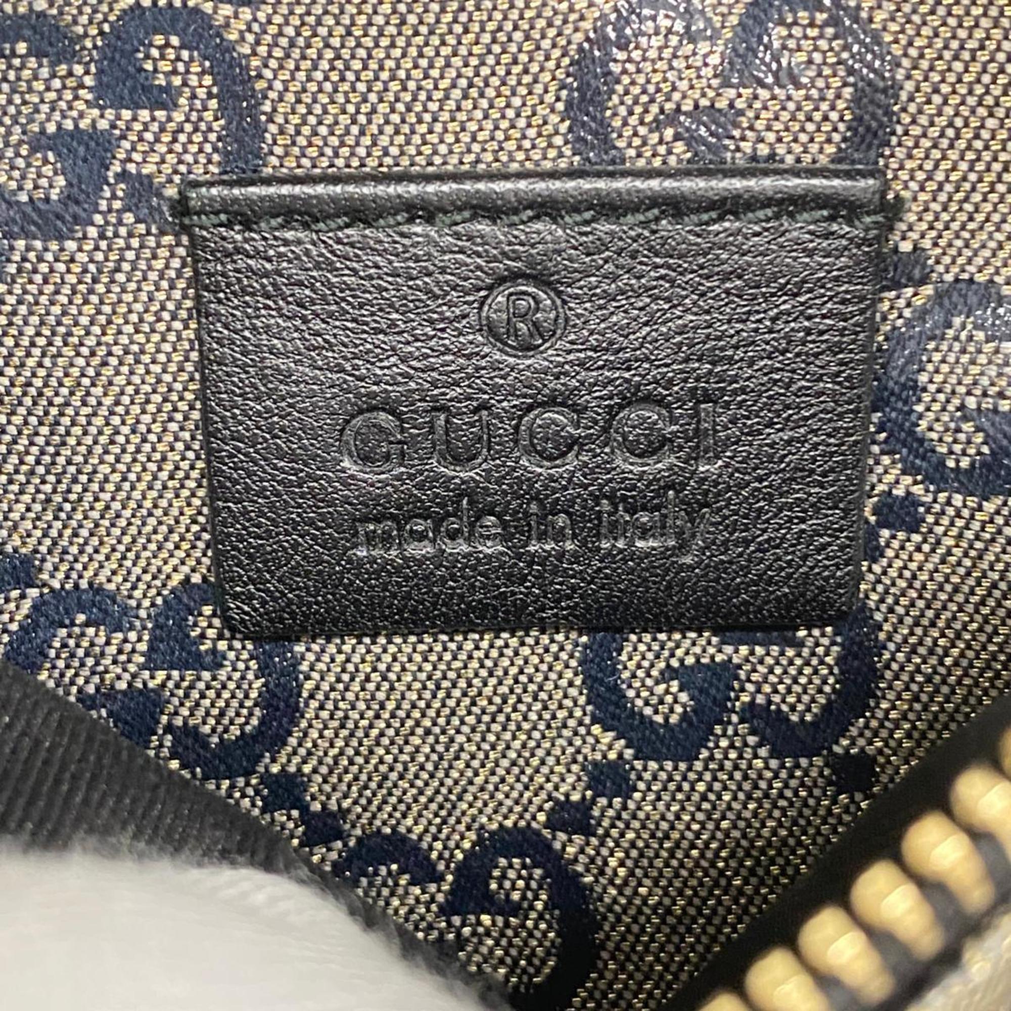 Gucci Waist Bag GG Crystal 28566 Coated Canvas Grey Black Men's Women's