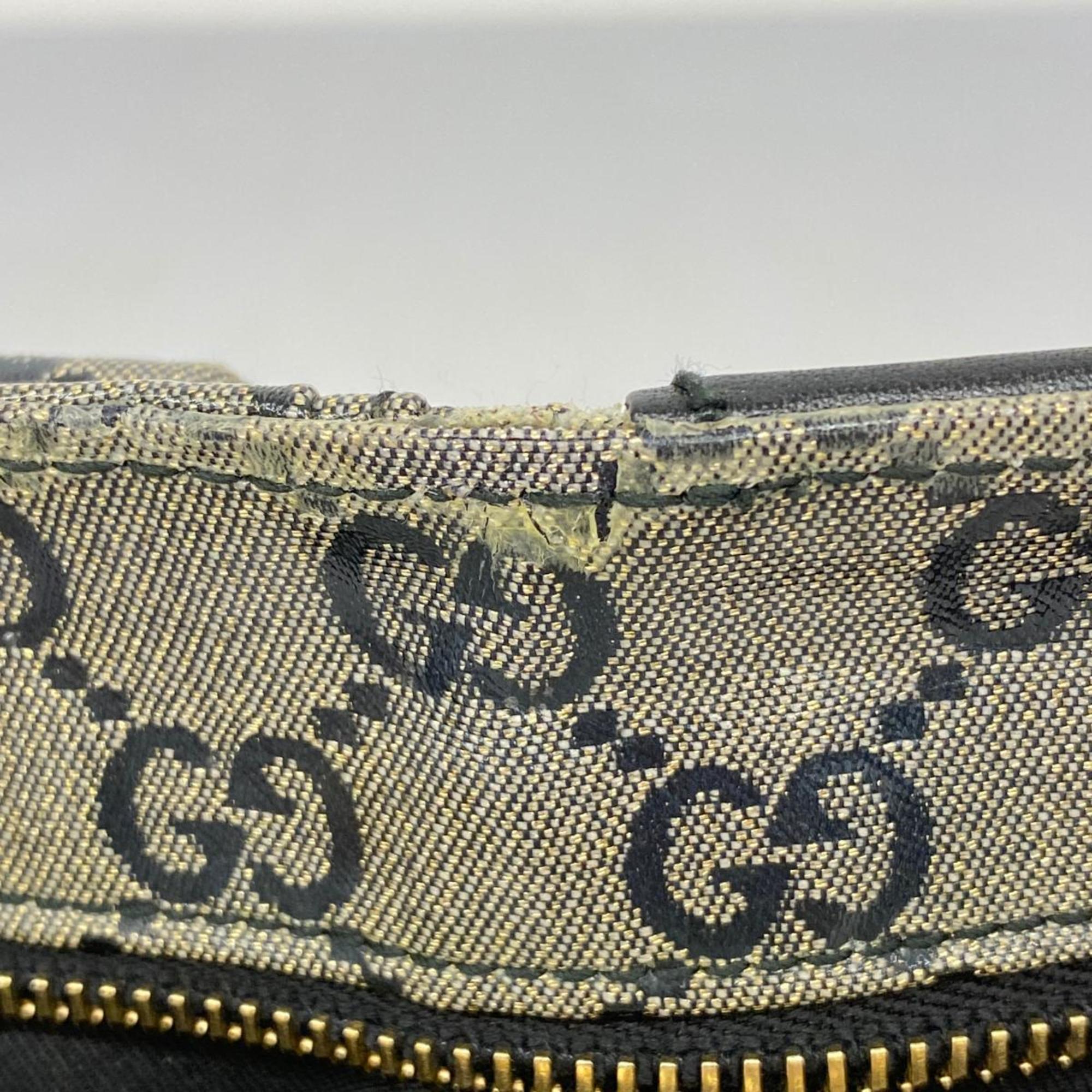 Gucci Waist Bag GG Crystal 28566 Coated Canvas Grey Black Men's Women's