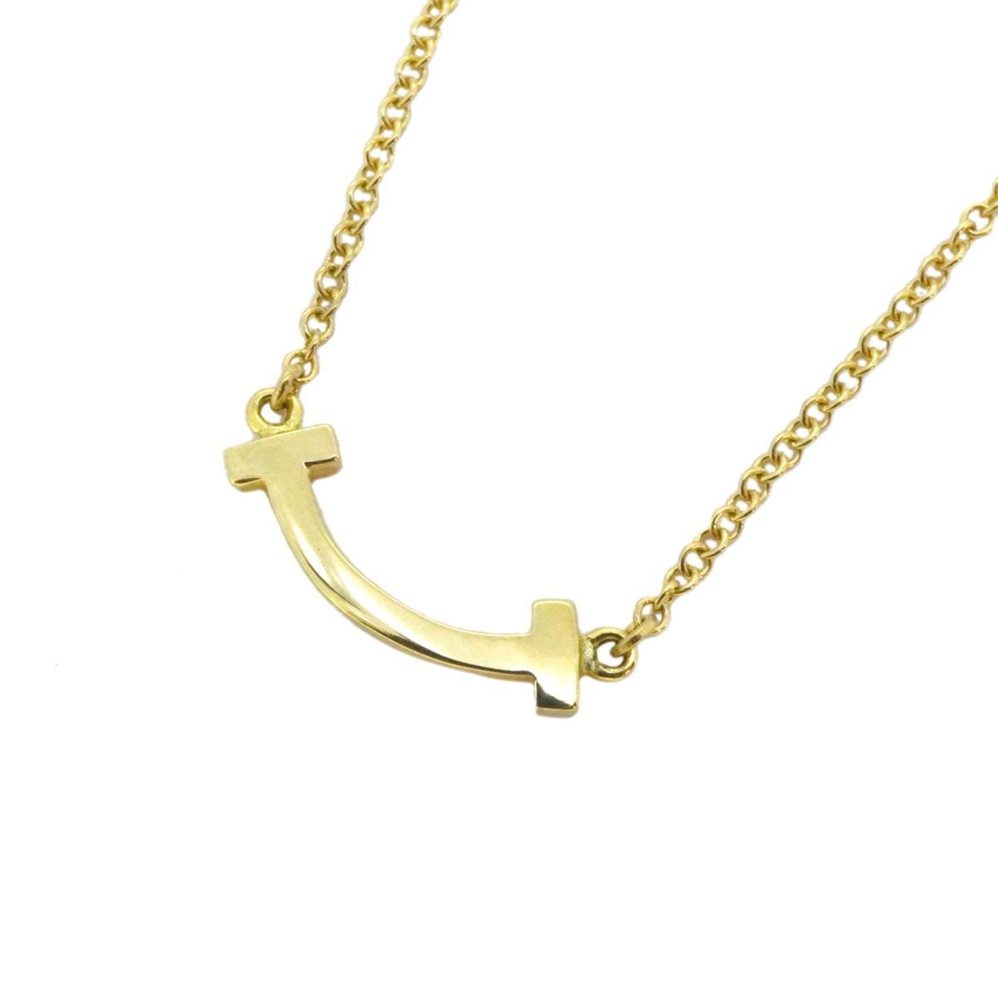 Tiffany Necklace T Smile K18YG Yellow Gold Ladies