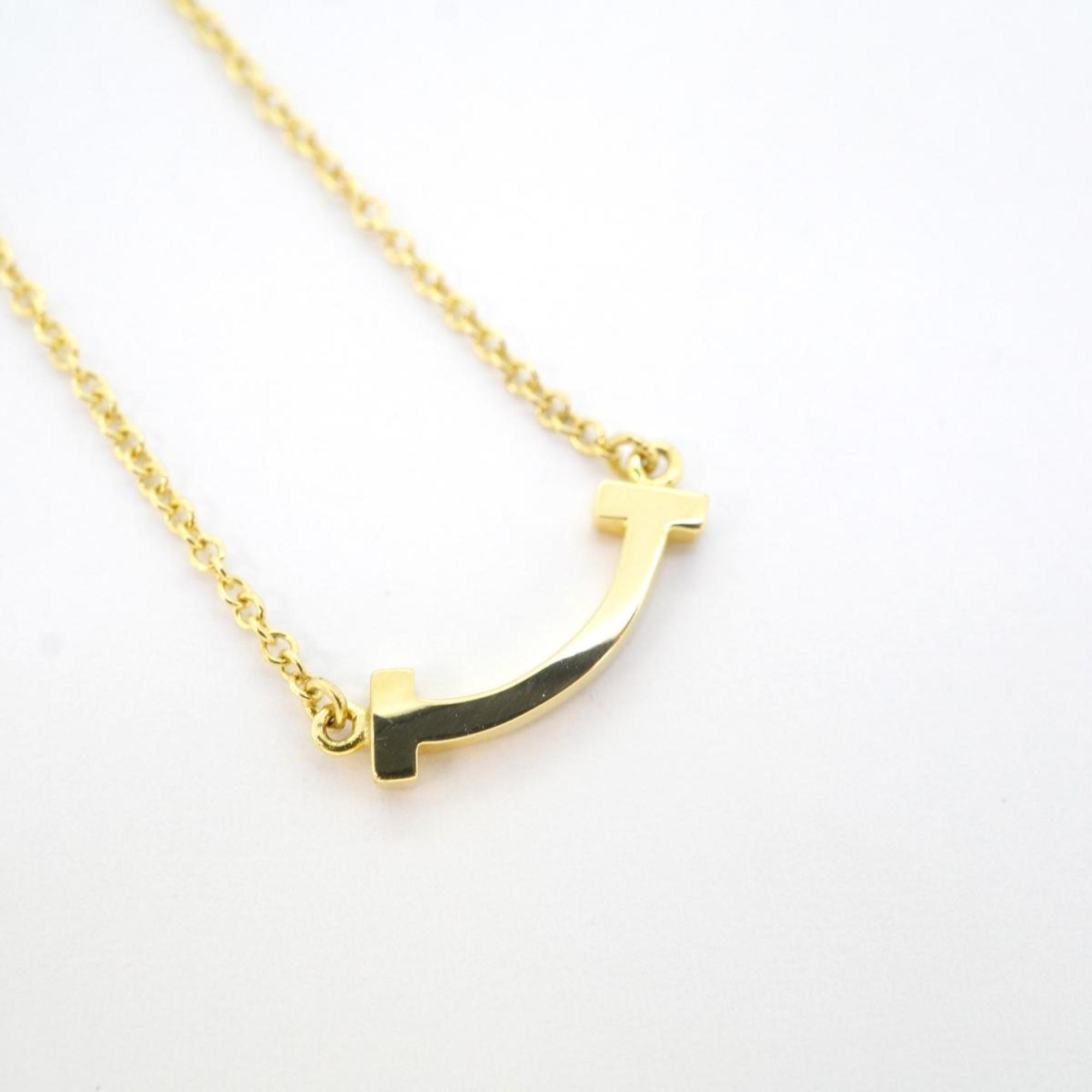 Tiffany Necklace T Smile K18YG Yellow Gold Ladies