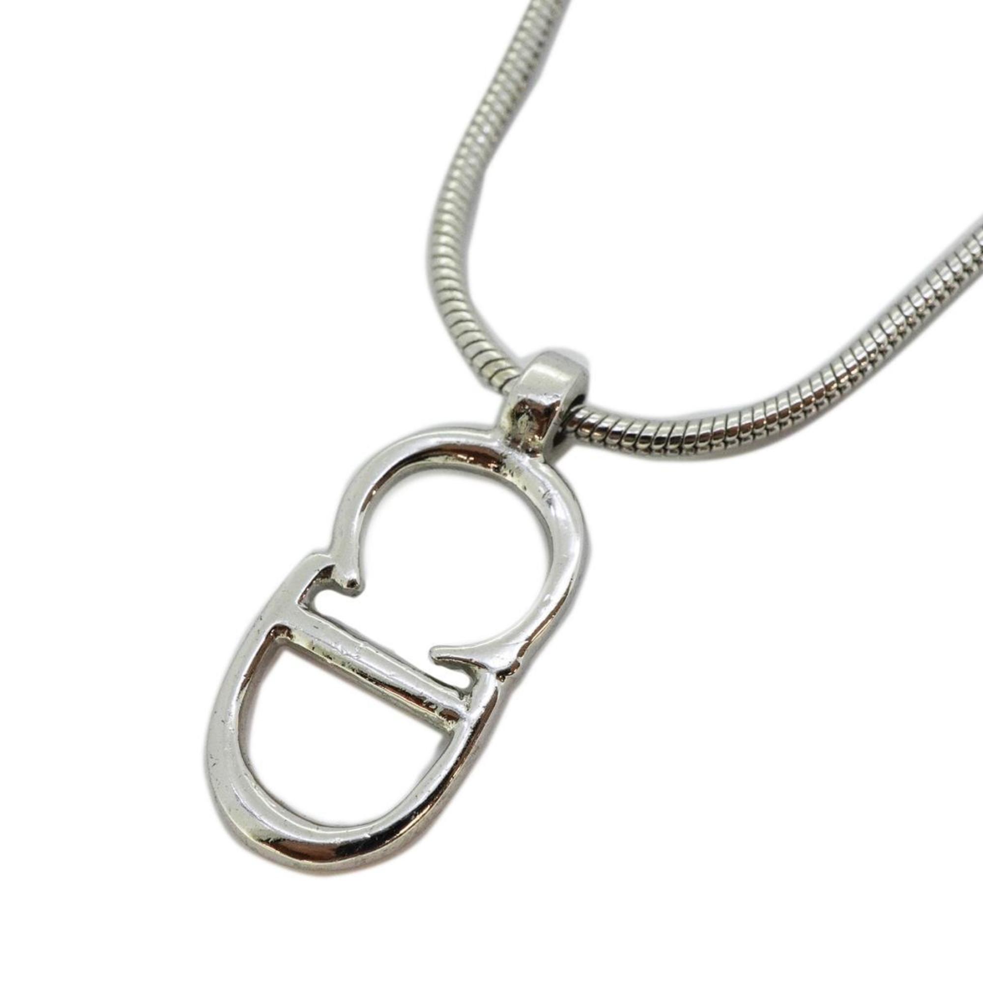 Christian Dior Necklace CD Metal Silver Women's