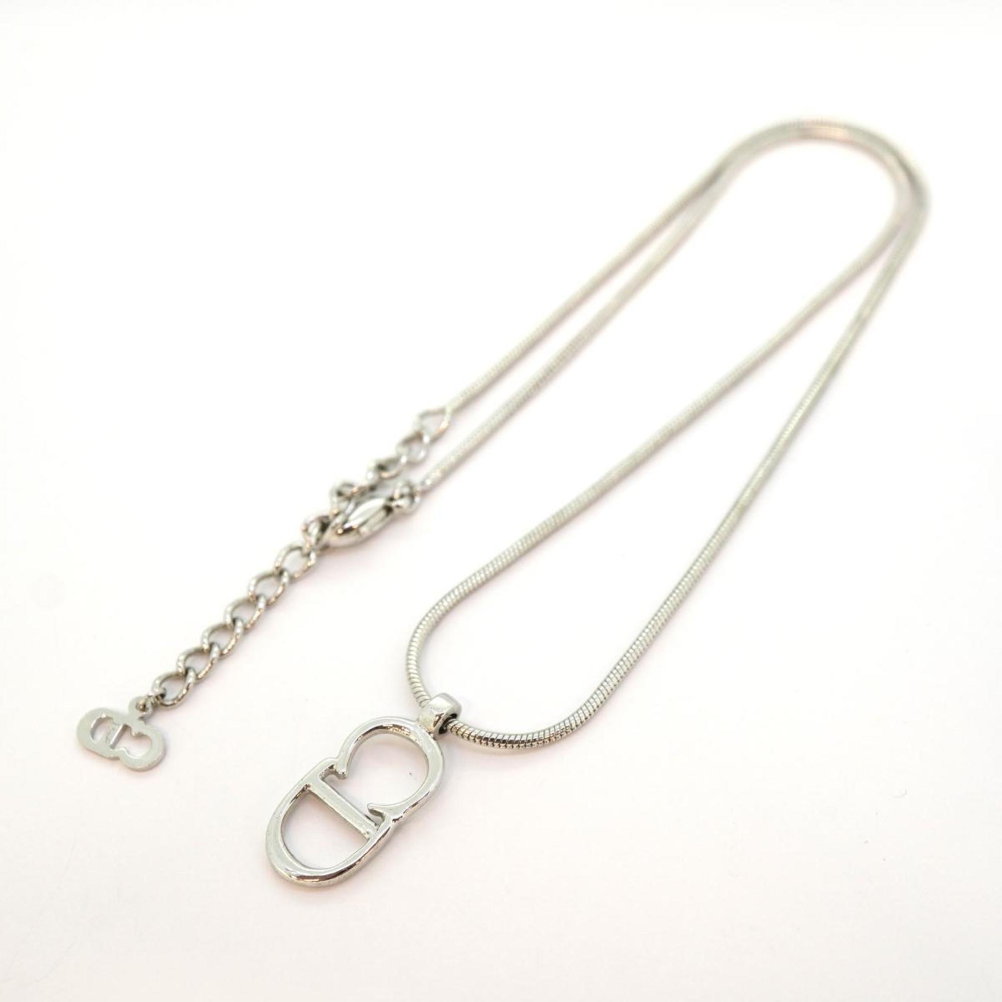 Christian Dior Necklace CD Metal Silver Women's