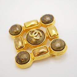 Chanel Brooch Coco Mark GP Plated Gold Beige 97A Women's