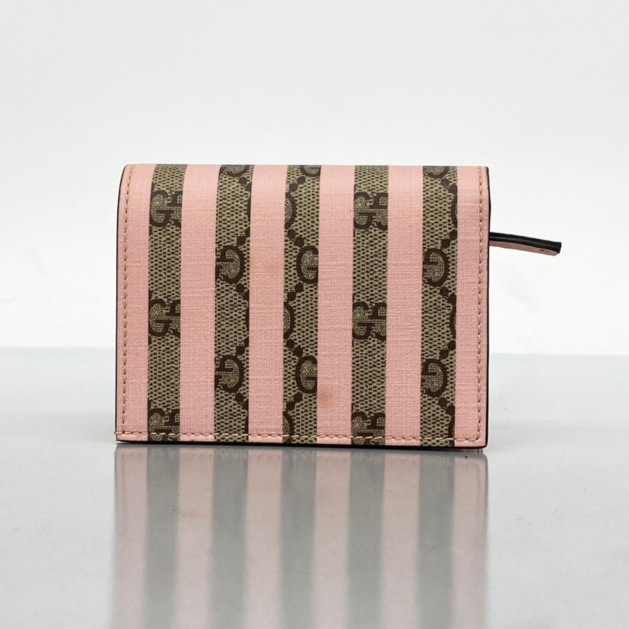 Gucci Wallet GG Supreme 701489 Pink Brown Women's