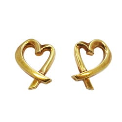 Tiffany earrings, loving heart, K18YG, yellow gold, ladies