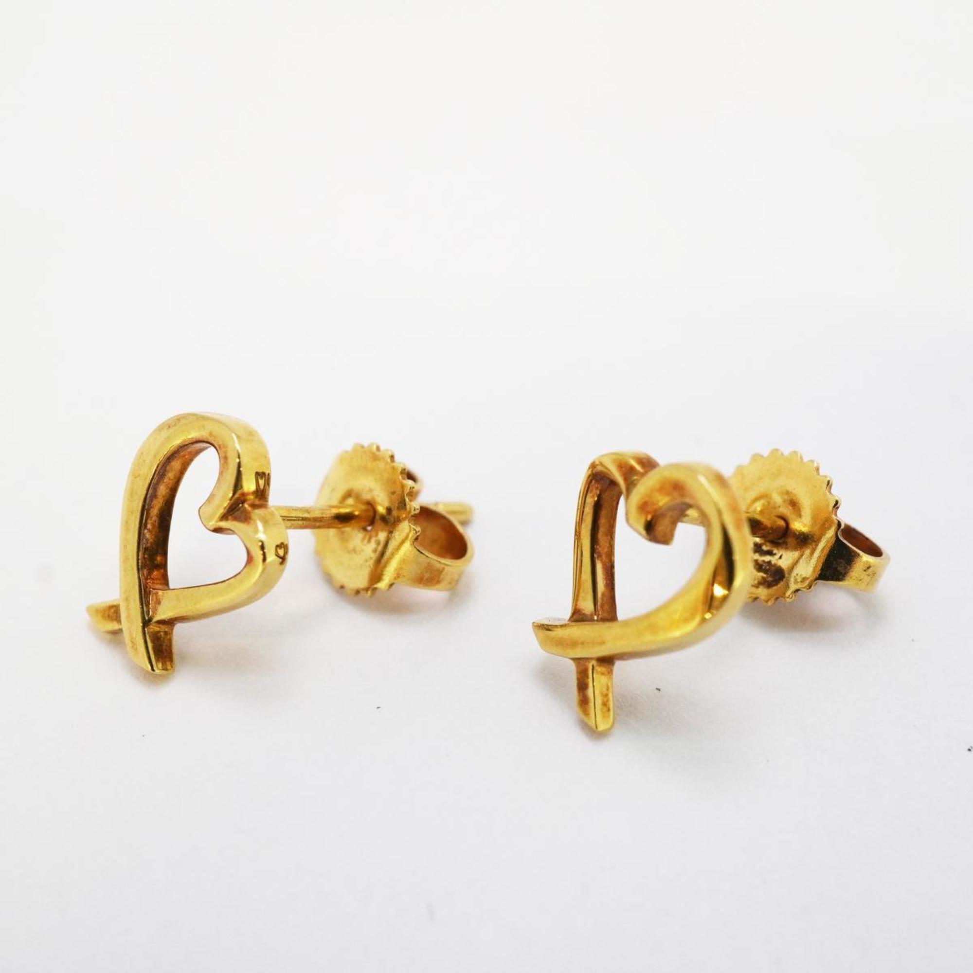 Tiffany earrings, loving heart, K18YG, yellow gold, ladies