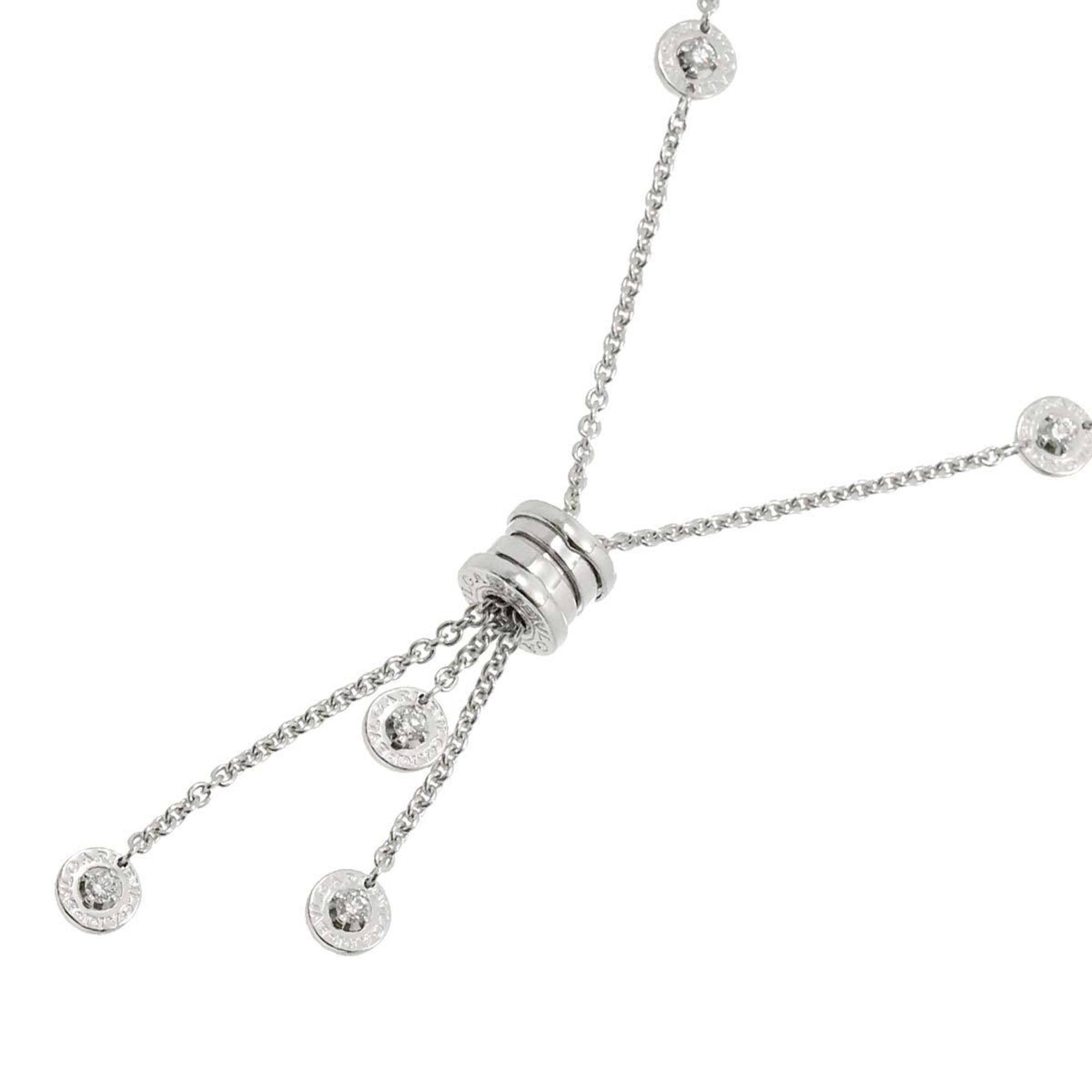 BVLGARI B-ZERO1 Element Diamond Necklace 45cm K18 WG White Gold 750