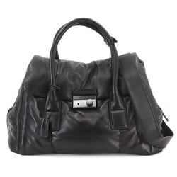 PRADA Nappa Bomber 2way Hand Shoulder Bag Leather Black BN2652 Gunmetal Metal Fittings