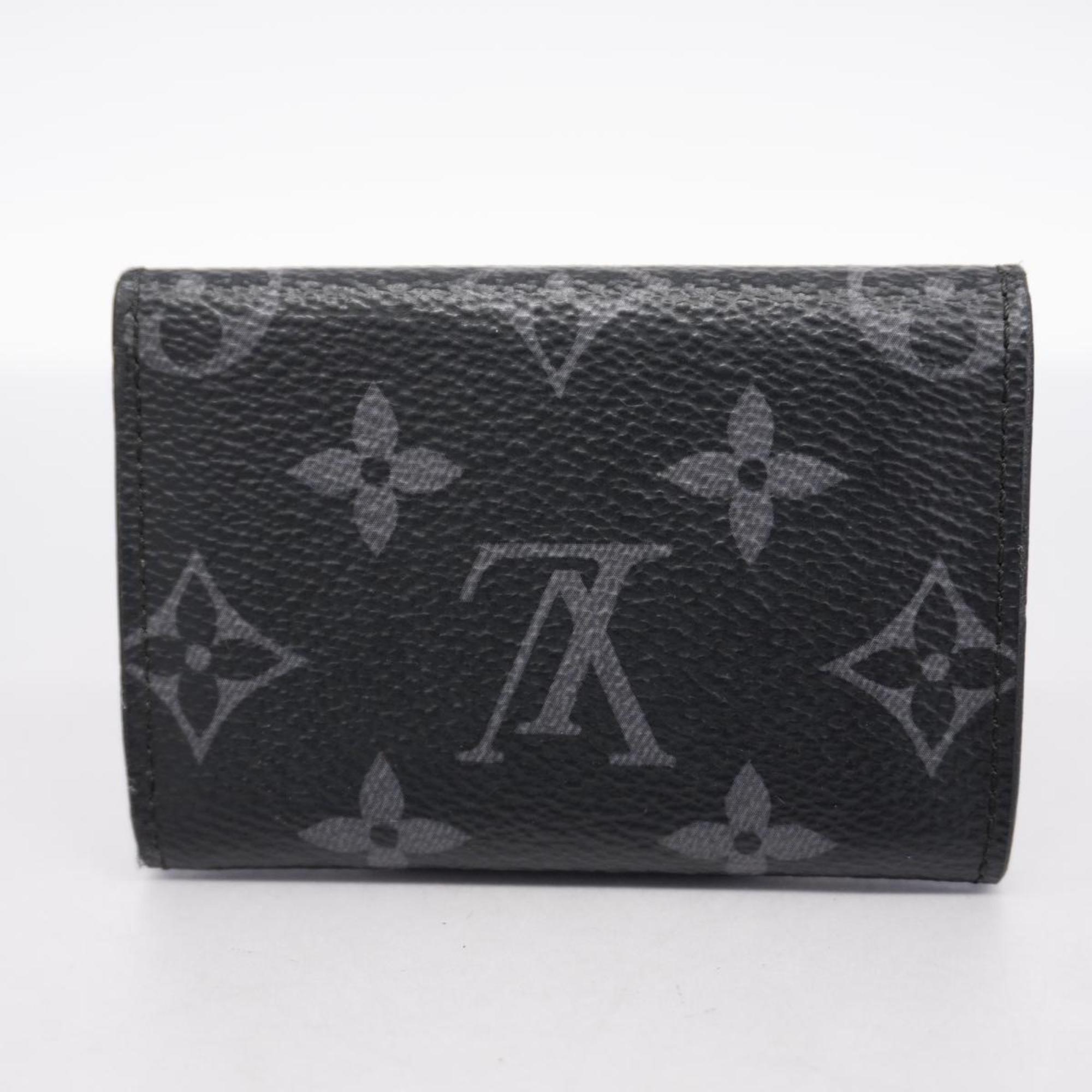 Louis Vuitton Tri-fold Wallet Monogram Eclipse Discovery Compact M67630 Black Grey Men's