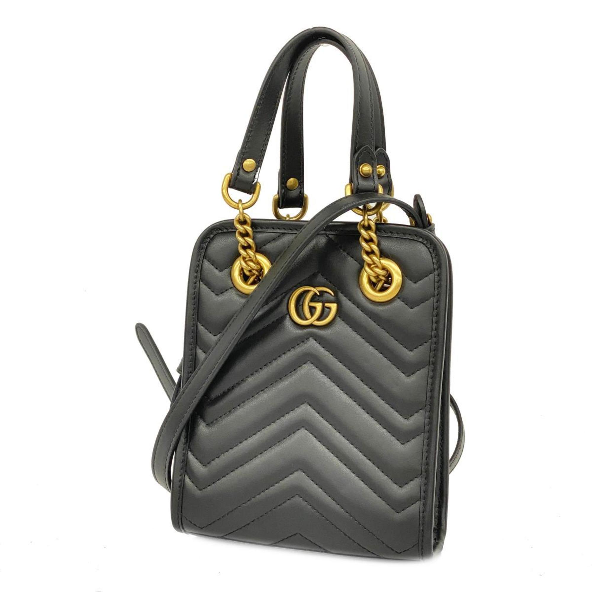 Gucci handbag GG Marmont 696123 leather black ladies