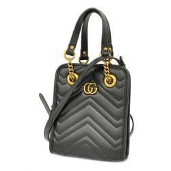 Gucci handbag GG Marmont 696123 leather black ladies