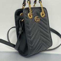 Gucci handbag GG Marmont 696123 leather black ladies