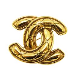 Chanel Brooch Coco Mark Matelasse GP Plated Gold Women's