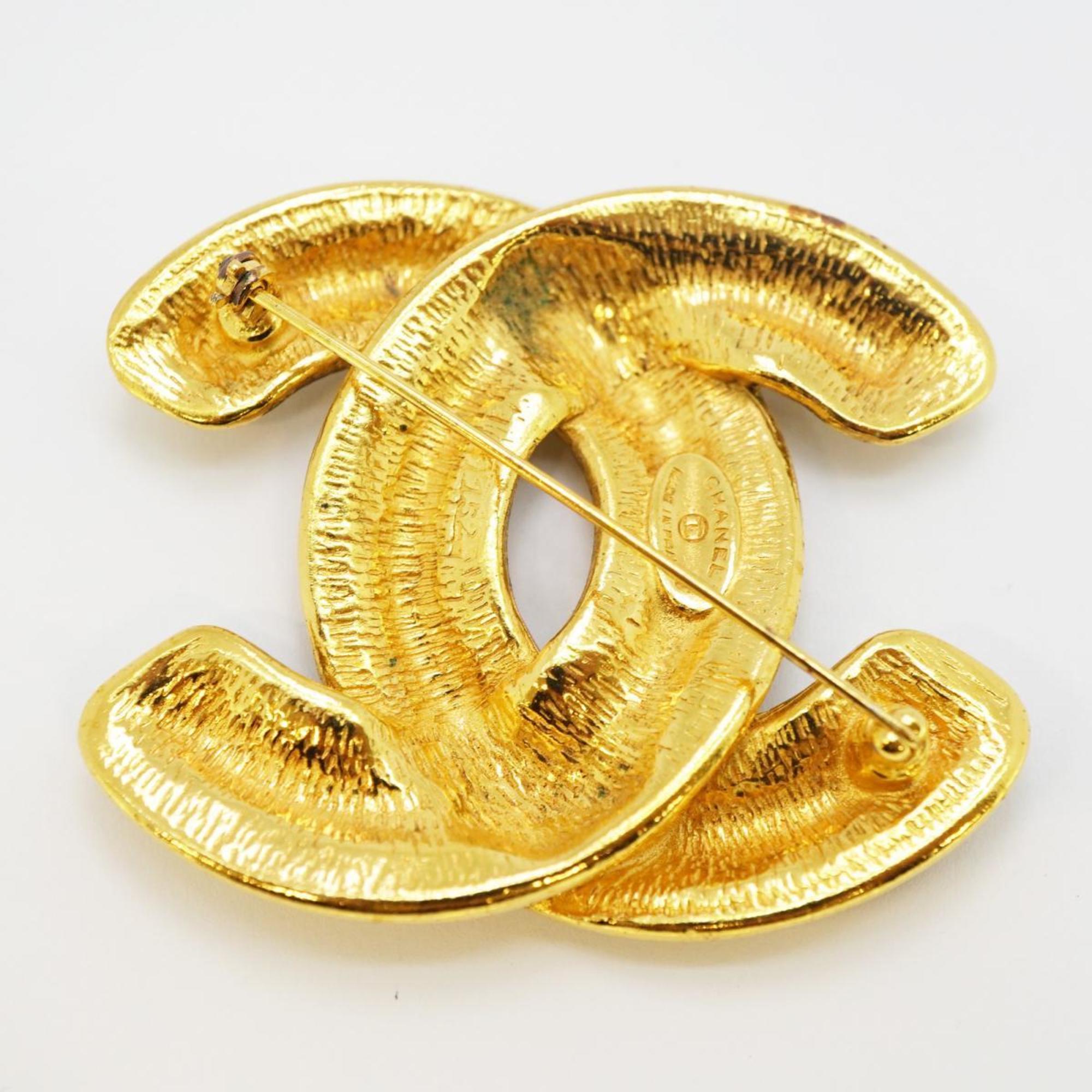 Chanel Brooch Coco Mark Matelasse GP Plated Gold Women's