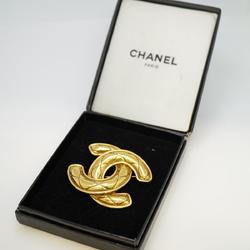 Chanel Brooch Coco Mark Matelasse GP Plated Gold Women's