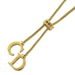 Christian Dior Necklace CD Rhinestone GP Plated Gold Women's