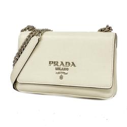 Prada shoulder bag leather ivory women's