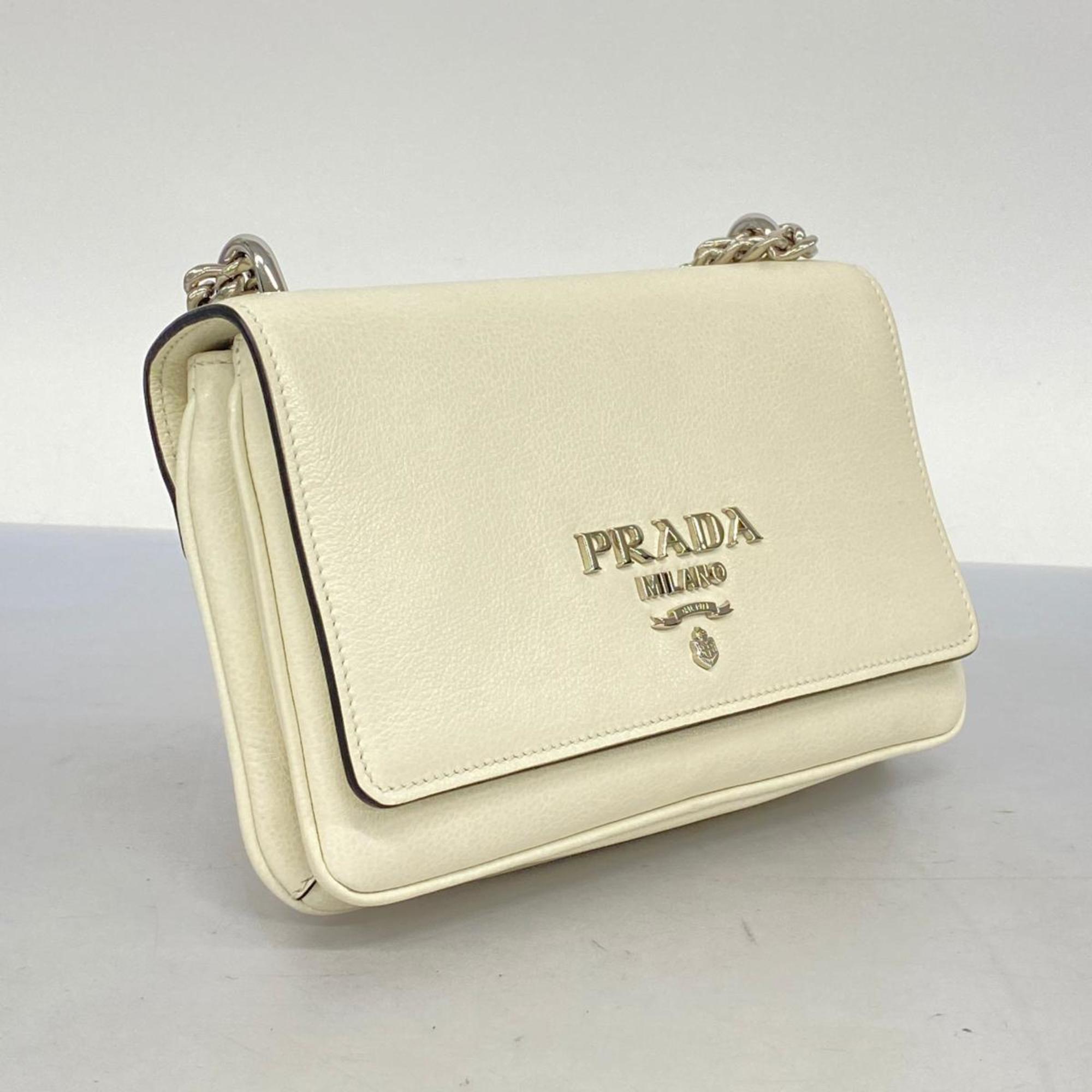 Prada shoulder bag leather ivory women's