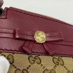 Gucci Shoulder Bag GG Canvas 257065 Leather Brown Bordeaux Women's