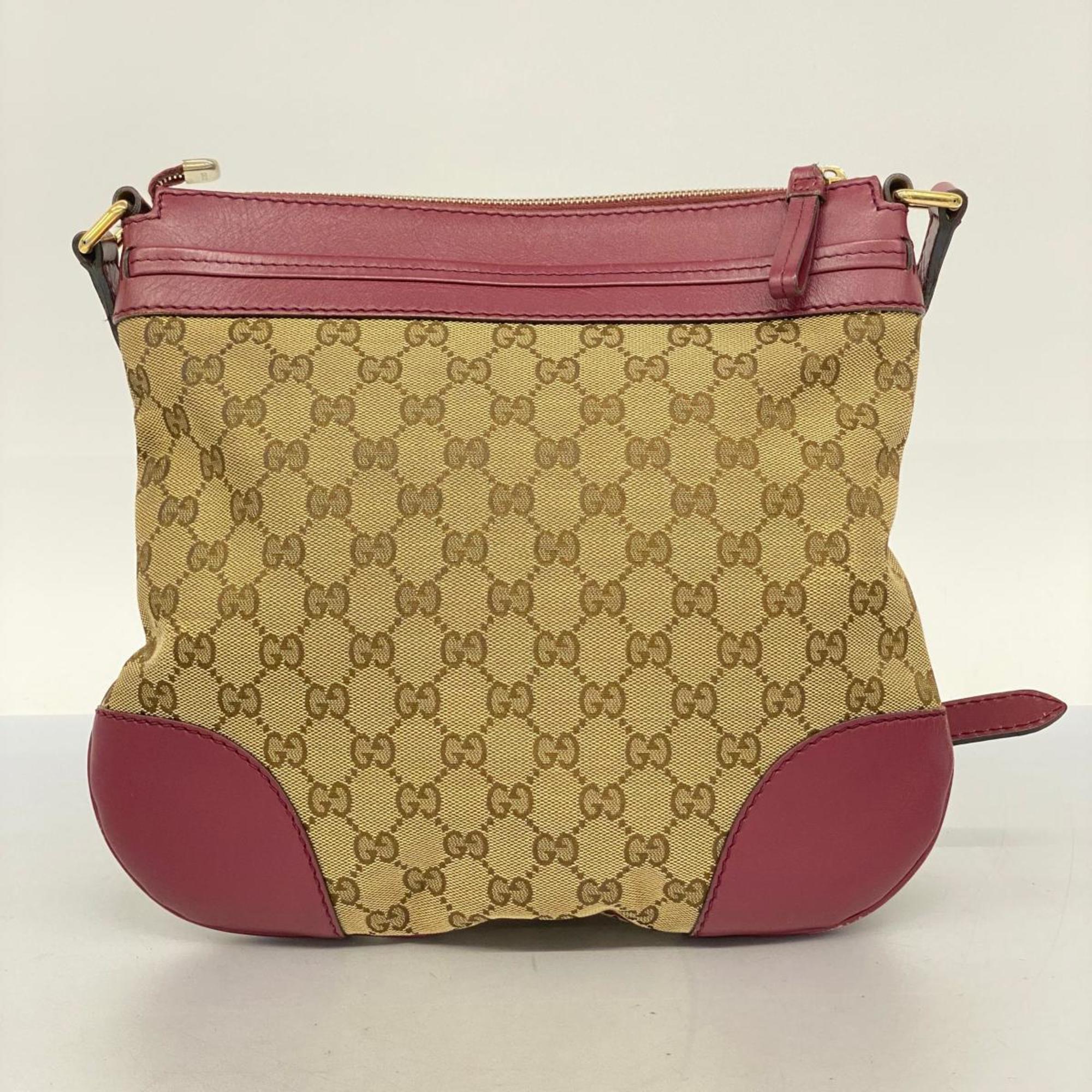 Gucci Shoulder Bag GG Canvas 257065 Leather Brown Bordeaux Women's