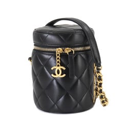 CHANEL Matelasse Vanity Chain Shoulder Bag Leather Black AS2735