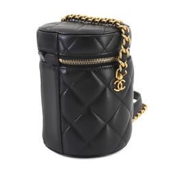 CHANEL Matelasse Vanity Chain Shoulder Bag Leather Black AS2735