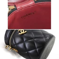 CHANEL Matelasse Vanity Chain Shoulder Bag Leather Black AS2735