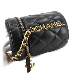 CHANEL Matelasse Vanity Chain Shoulder Bag Leather Black AS2735