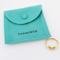 Tiffany Ring Curved Band 1PD Diamond K18YG Yellow Gold Women's