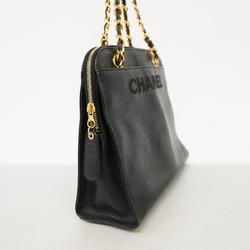 Chanel Shoulder Bag Chain Caviar Skin Black Women's