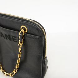 Chanel Shoulder Bag Chain Caviar Skin Black Women's