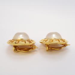 Chanel Earrings Circle Faux Pearl GP Plated Gold Women's