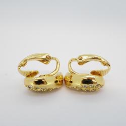 Christian Dior Earrings Drop Motif Rhinestone GP Plated Gold Women's