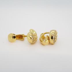 Christian Dior Earrings Drop Motif Rhinestone GP Plated Gold Women's