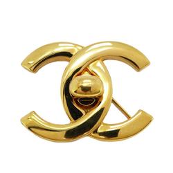 Chanel Brooch Turn Lock GP Plated Gold 96P Women's