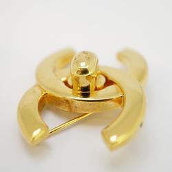 Chanel Brooch Turn Lock GP Plated Gold 96P Women's