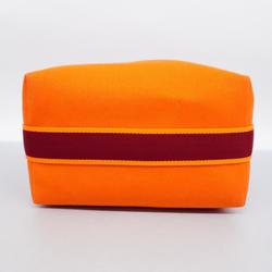 Hermes Pouch Bride Black GM Canvas Orange Women's