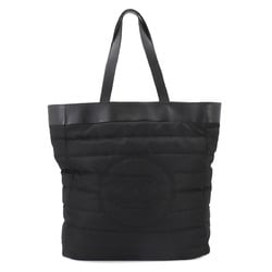 CHANEL Reversible Coco Mark Nylon Leather Wool Black Tote Bag