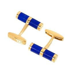 Bvlgari BVLGAI Lapis Lazuli Cufflinks K18 YG Yellow Gold 750