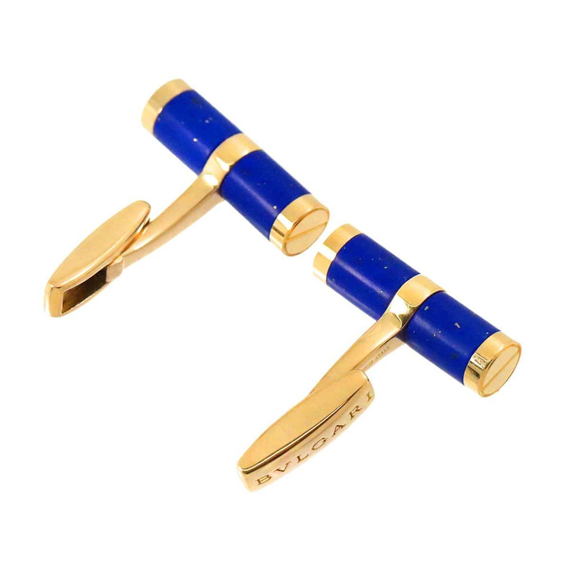 Bvlgari BVLGAI Lapis Lazuli Cufflinks K18 YG Yellow Gold 750