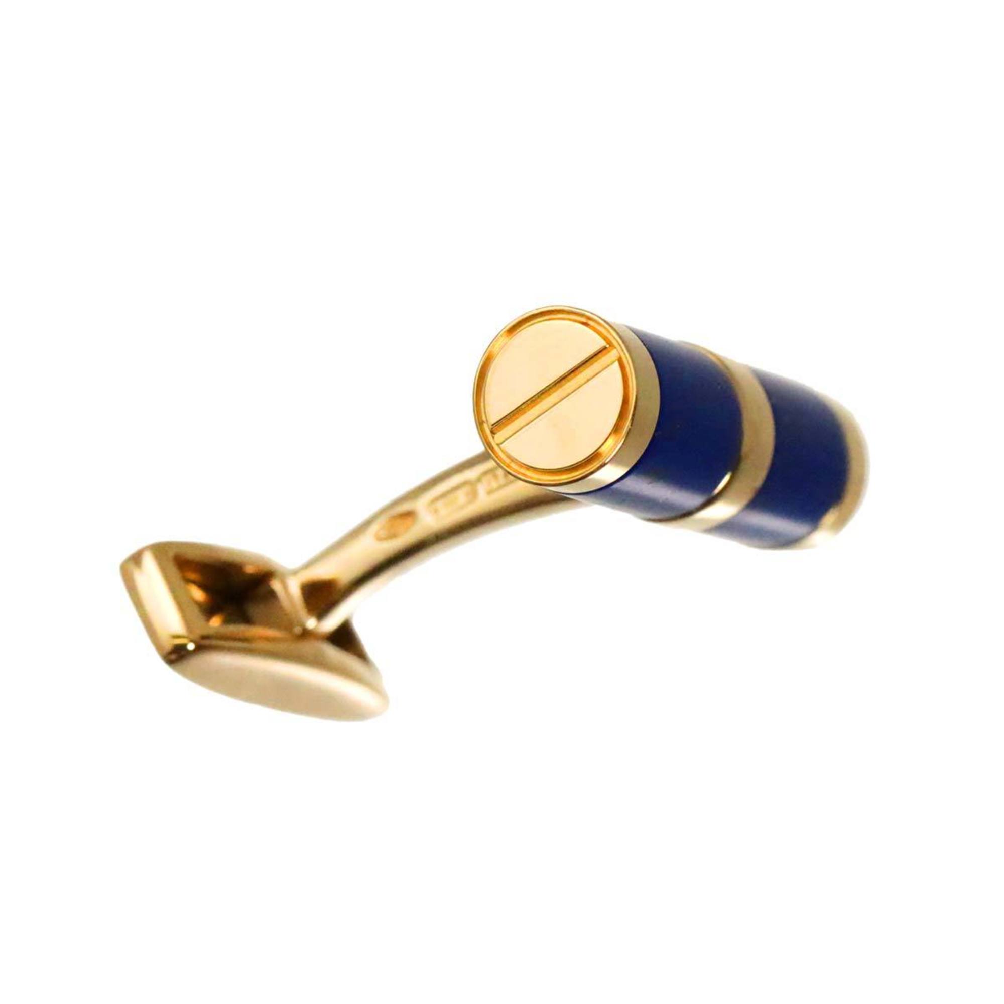 Bvlgari BVLGAI Lapis Lazuli Cufflinks K18 YG Yellow Gold 750